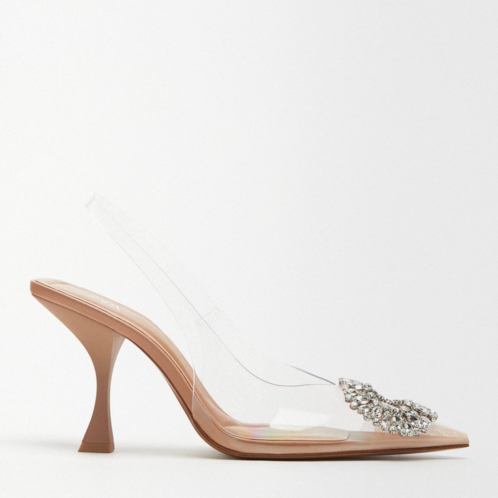 Zara Embellished Rhinestone clear Heels (NEW WITH TAGS)